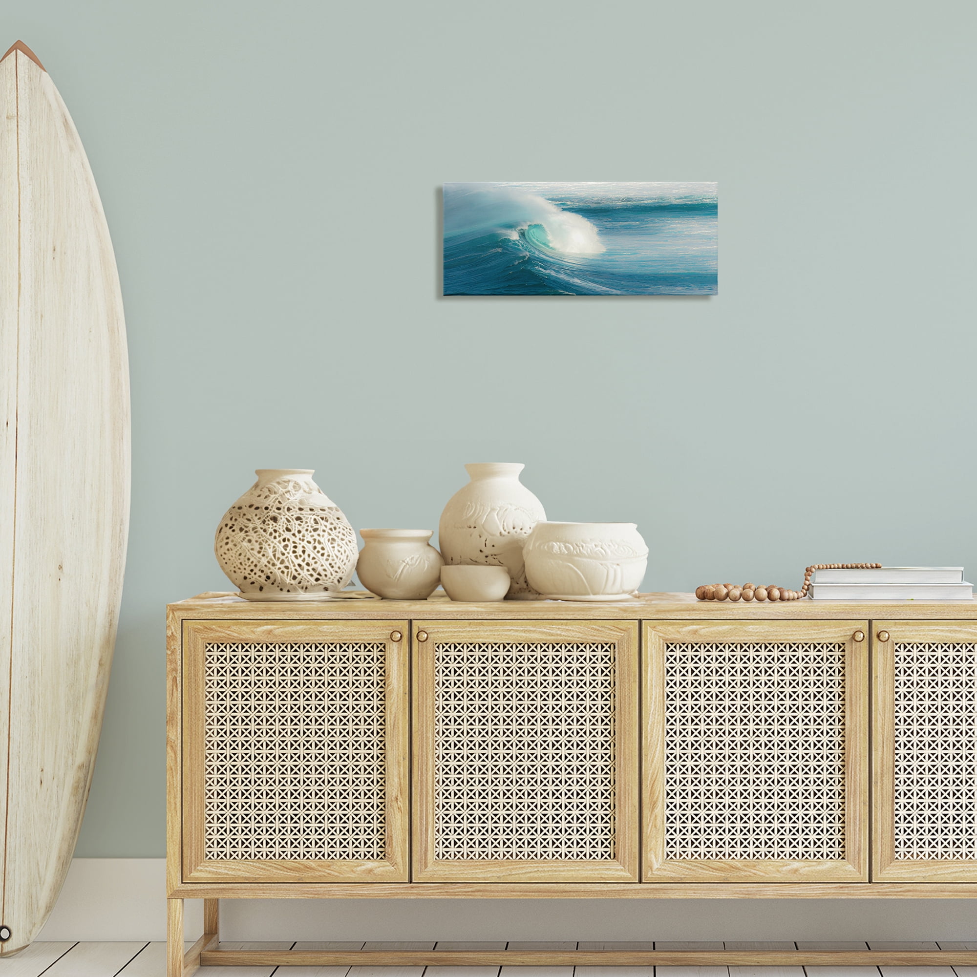 Stupell Industries Bending Ocean Wave Nautical & Beach Photography Wrapped Canvas Art Print Wall Art, 24 x 10
