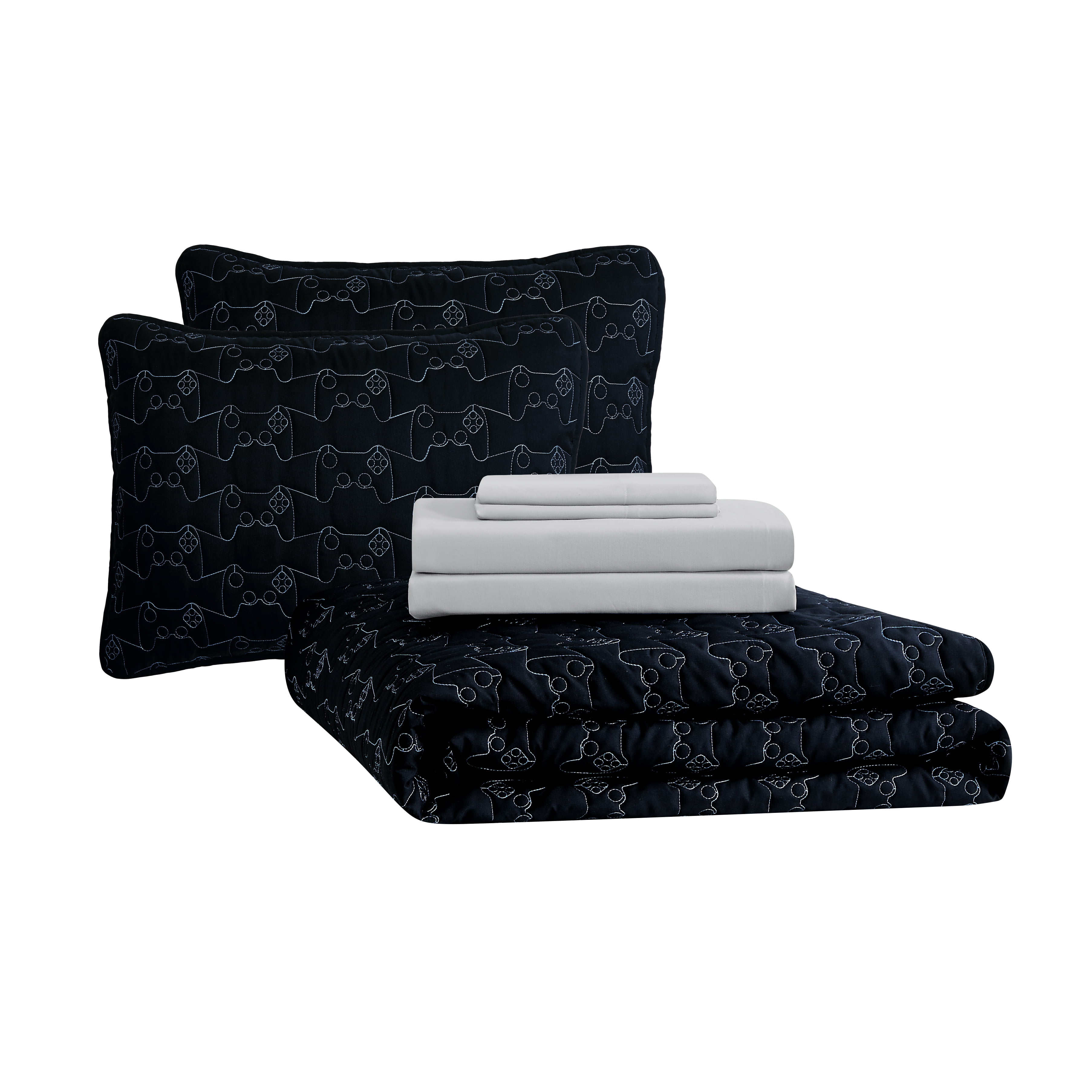 Your Zone Quilt Set with Sheets Games Polyester Basic Weave Quilts, Full - Reversible