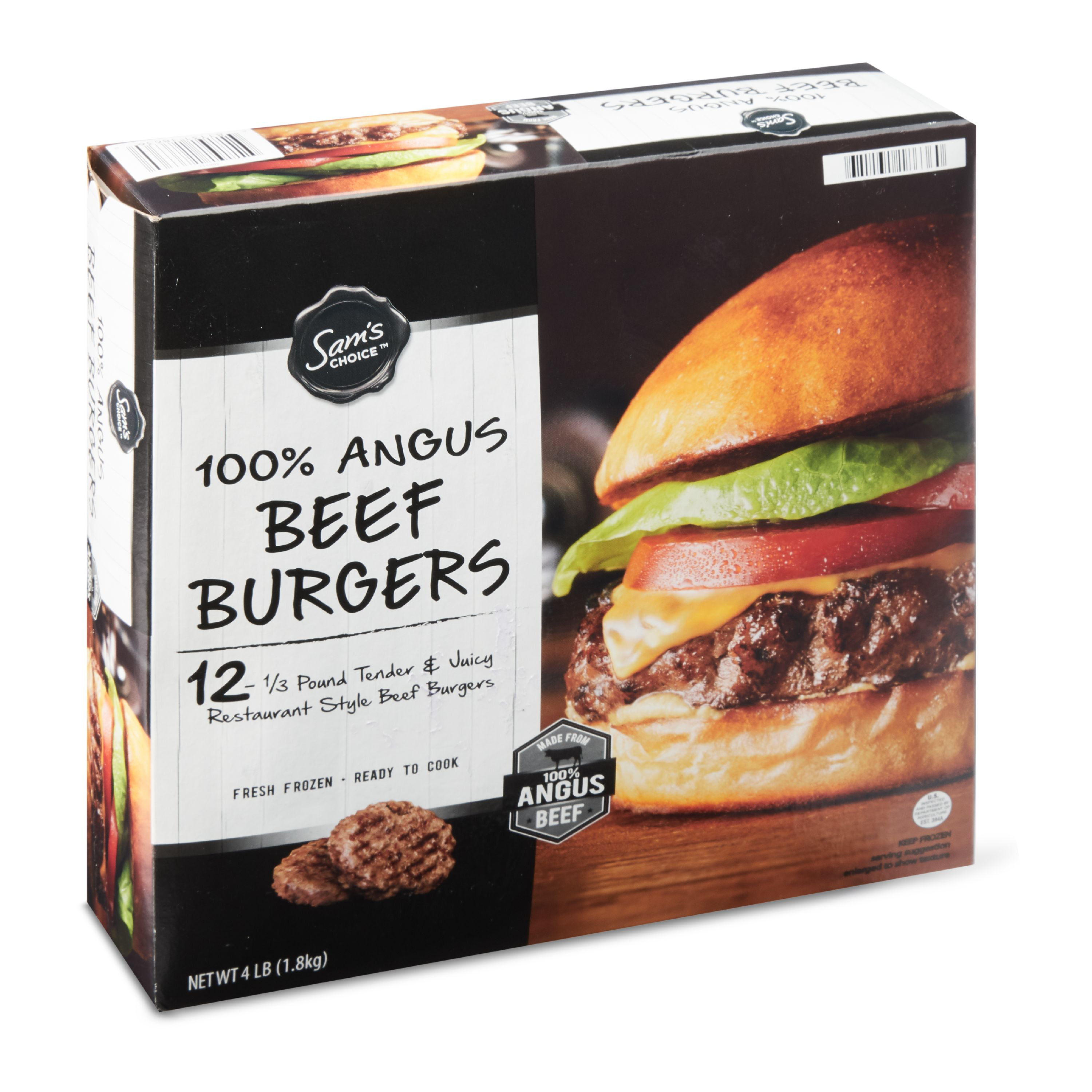 Sam&amp;#39;s Choice 100% Angus Beef Burgers, 4lb, 12 ct (Frozen)