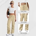 thumbnail image 2 of Camo Pants Women High Waisted Straight Wide Leg Pants Drawstring Casual Pants Womens Baggy Pants, 2 of 7