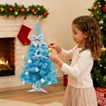 thumbnail image 5 of Tabletop Christmas Tree with Lights, Blue Imitation Mini Tree with Ornaments for Indoor Home Party Decoration, 17.1 Inches,Vsgery, 5 of 9