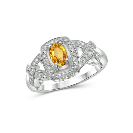 JewelersClub 0.46 Carat T.G.W. Citrine Gemstone and 1/20 Carat T.W. White Diamond Ring