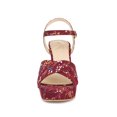 thumbnail image 6 of BLISSFUL STEP Women's Shoes Floral Pattern Platform Chunky Heel Open Toe Slingback Buckle Strap  Sandals Burgundy 8.5, 6 of 7