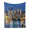 thumbnail image 1 of City Pittsburgh Soft Flannel Fleece Blanket, Night Scene of Skyscrapers in Downtown Pennsylvania Skyline Busy City Life, Cozy Plush for Indoor and Outdoor Use, 70" x 90", Multicolor, by Ambesonne, 1 of 6