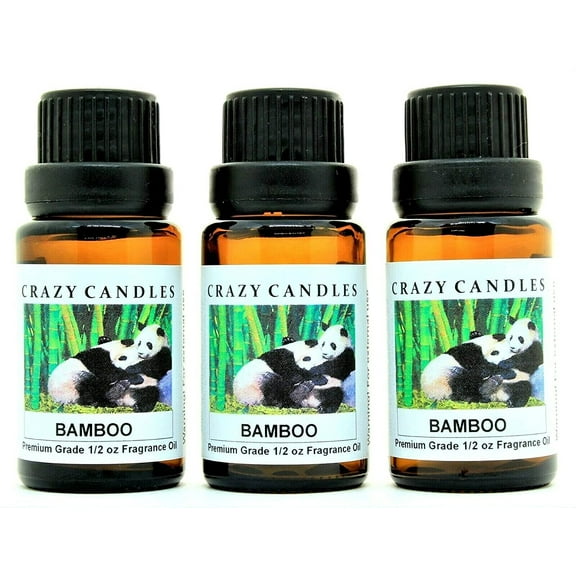 Crazy Candles Bamboo 3 Bottles 1/2 FL Oz Each (15ml) Premium Grade Scented Fragrance Oil Made in USA