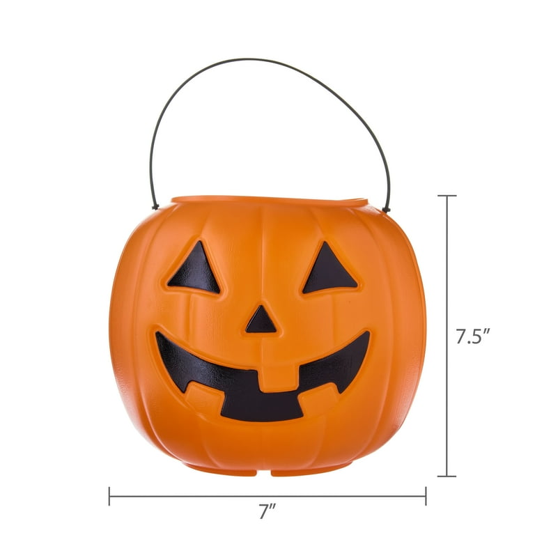 Plastic Jack-o'-Lantern Trick or Treat Pail, Orange, 8.5", Halloween by Way To Celebrate