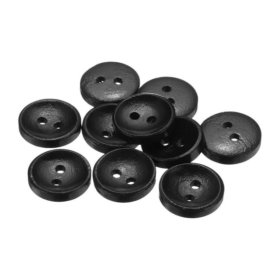 Uxcell 10pcs 24L Wooden Sewing Button 5/8"(15mm) 2 Holes Wood Round Craft Replacement Buttons for Clothing DIY Crafts Decoration, Black