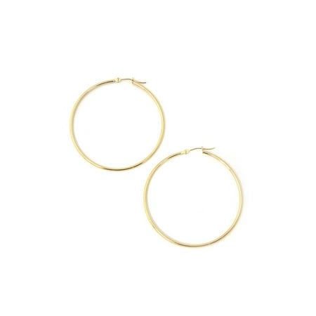 - 14k Yellow or White Gold 1.5mm Thin Large Polished Hoop Earrings, 1.8