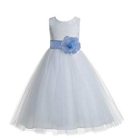 

EkidsBridal Floral Lace Heart Cutout White Flower Girl Dresses First Communion Dress Baptism Dresses 172T