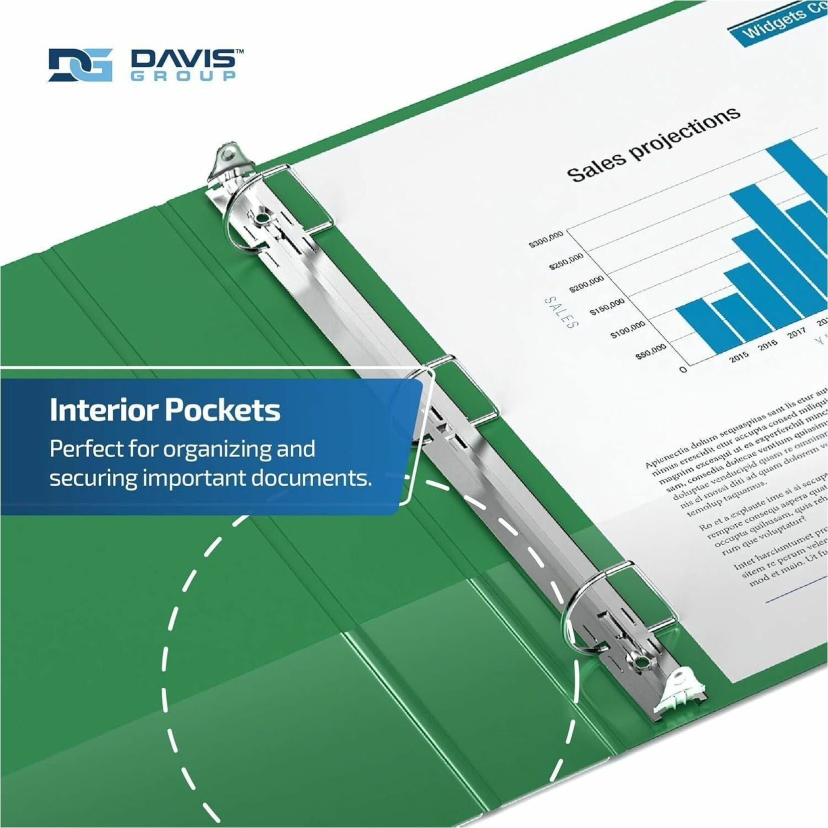 Davis Group Premium Economy, Angle D Ring, Binder, 6 Pack (Green, 1.5")
