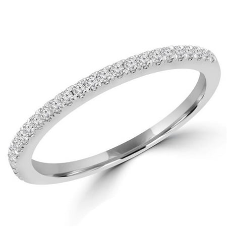 Majesty Diamonds MDR180036-4 0.14 CTW Round Diamond Semi-Eternity Wedding Band Ring in 14K White Gold - Size 4