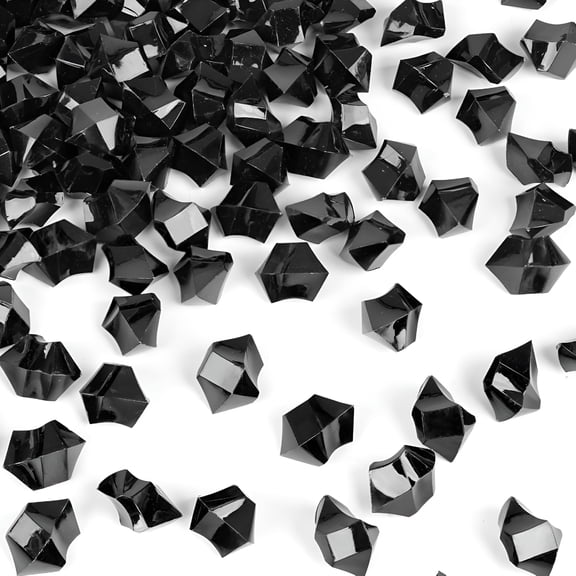 XIBUFE 150 Pcs Black Fake Ice Cubes, Plastic Gems Vase Fillers for Centerpieces, Aquarium Tank Rocks, Party Table Scatter Decorations