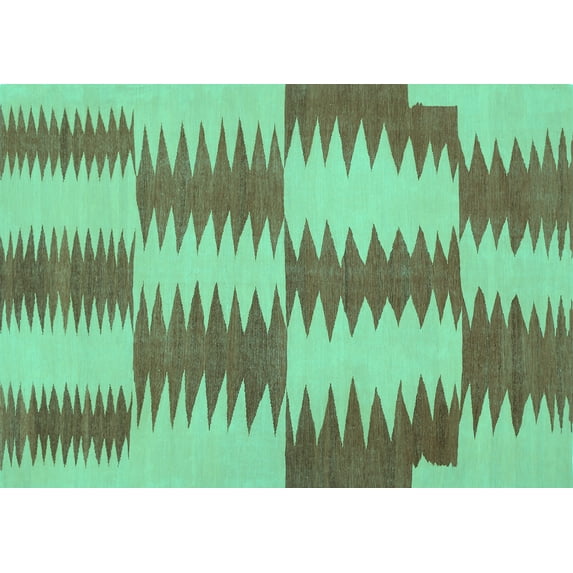 Ahgly Company Indoor Rectangle Abstract Turquoise Blue Contemporary Area Rugs, 7' x 9'