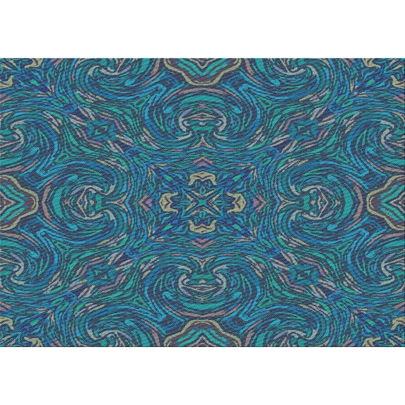 Ahgly Company Indoor Rectangle Patterned Blue Ivy Blue Area Rugs, 2' x 5'