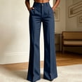 thumbnail image 3 of cocolona Womens Business Casual High Waist Dress Pants Elastic Waist Straight Wide Leg Commute Striped Pants with Pockets, 3 of 5