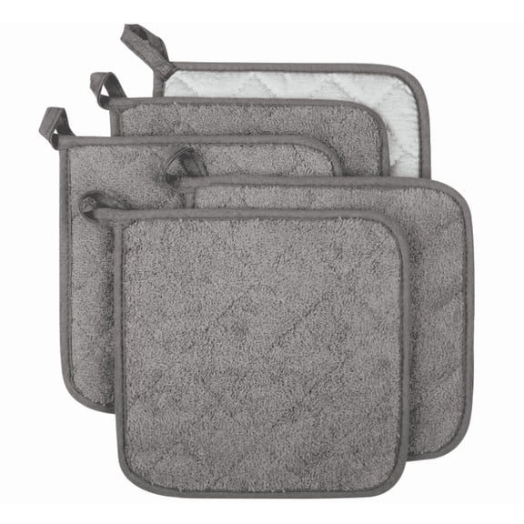 5Pack Cotton Pocket Pot Holder Set Kitchen Heat Resistant Potholder Machine Washable Terry Cloth Potholders Bulk