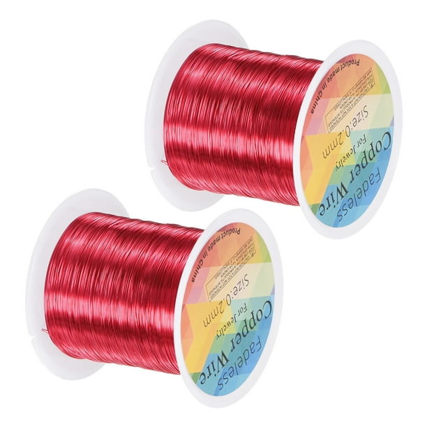 Uxcell 2 rollos de alambre de joyería de 0.2mm 32 Gauge 328ft alambre de cobre para hacer joyas, plantar, tejer, DIY 100m rojo