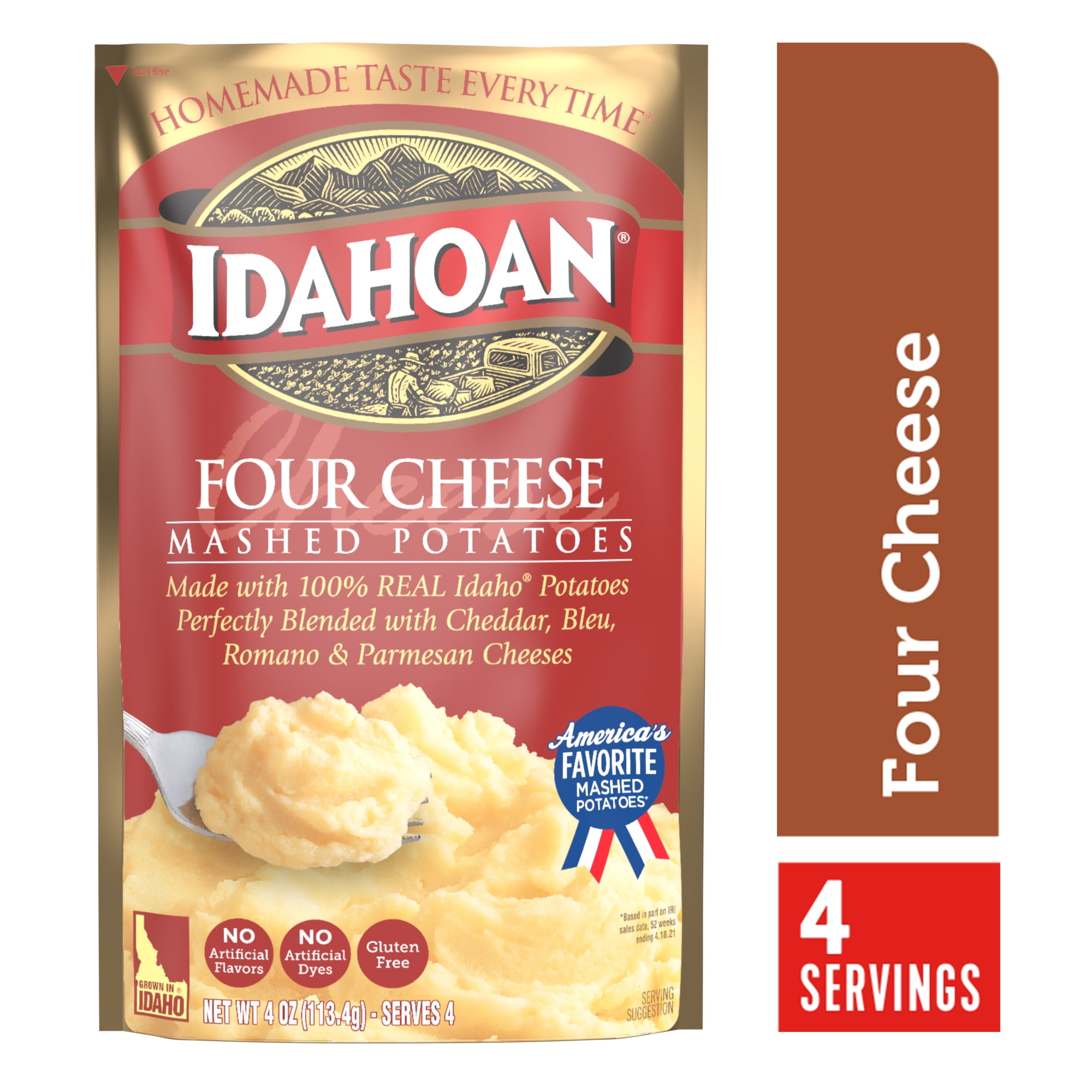 Idahoan Four Cheese Mashed Potatoes, 4 oz Pouch