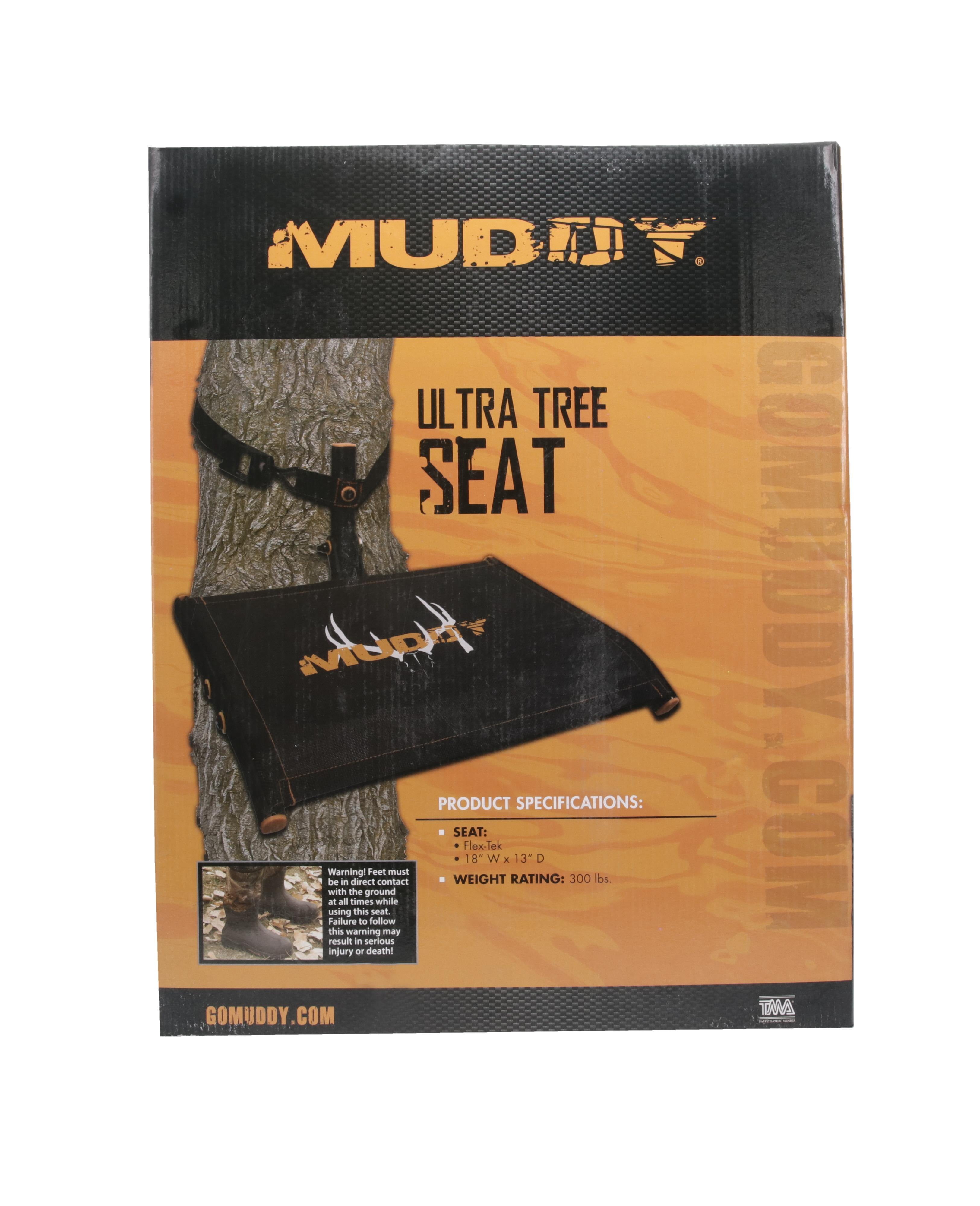 MUDDY Ultra Tree Seat - 18" W x 13" D Rugged Durable Stable Compact Lightweight Portable Outdoor Hunting Cushioned Flex-Tek Seat, 300 Lbs. Maximum Capacity