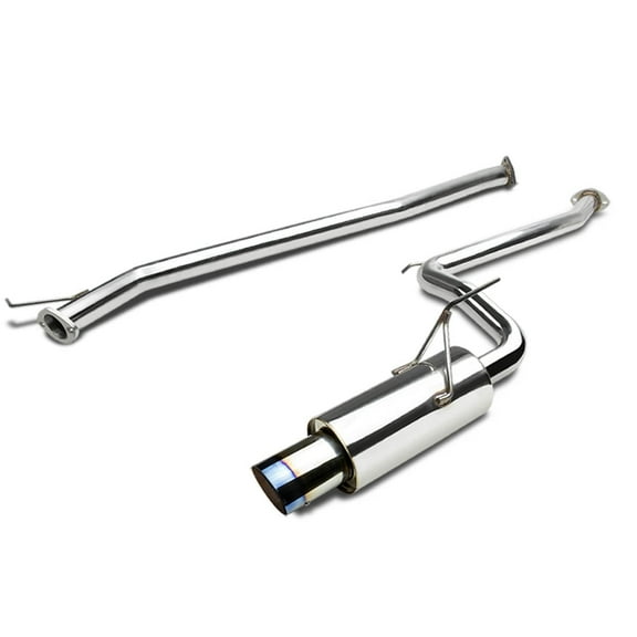 DNA Motoring For 03-06 Honda Accord 2DR 4CYL 4" Muffler Burnt Tip Stainless Steel Exhaust Catback System