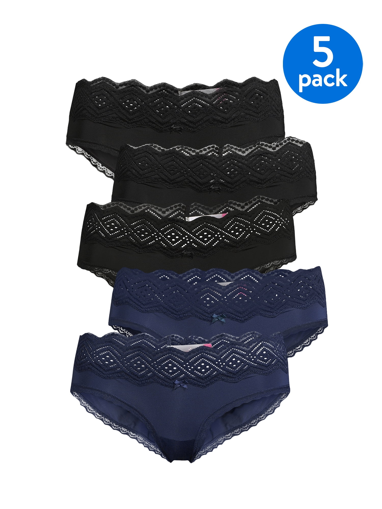 New M&S Womens Black 5Pack No VPL Print Bikini Knickers 8 Women's Knickers underwear