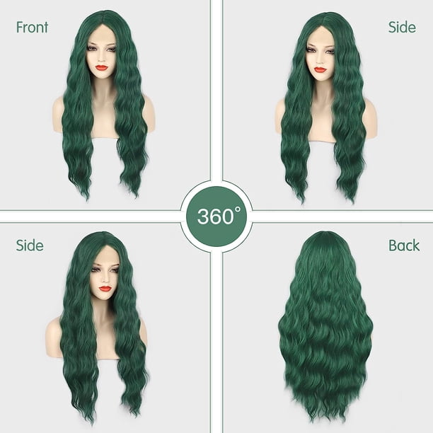 MORICA Green Wigs For Women Long Wavy Synthetic Green Wig  display picture 1