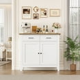 thumbnail image 5 of Homfa Entryway Cabinet, Kitchen Storage Cabinet, Farmhouse Buffet Sideboard with 2 Drawers and 2 Doors,Coffee Bar with Storage for Dining Room Living Room,White, 5 of 10
