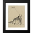 thumbnail image 2 of Katsushika Hokusai 14x18 Black Modern Framed Museum Art Print Titled - A Monk Reclining, Holding a Large Conical Hat in Front of Him, with View of Mount Fuji in the Background (1830-1850), 2 of 5