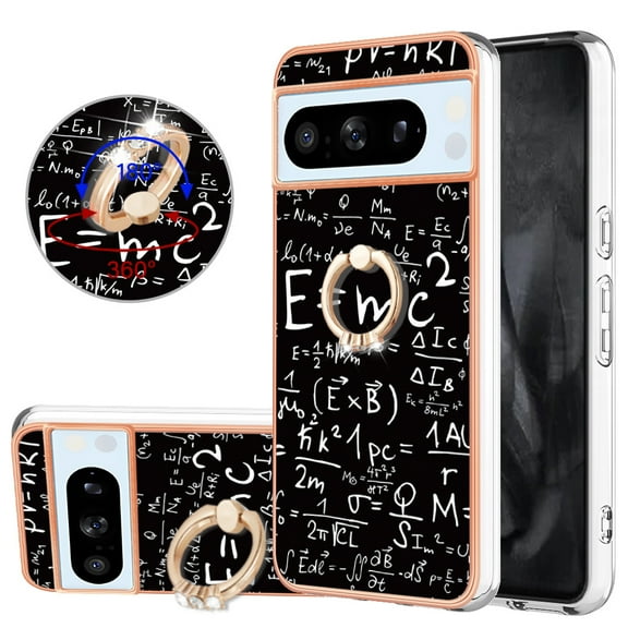 TECH CIRCLE For Google Pixel 8 Case with Stand,360 Rotatable Shiny Ring Holder Kickstand Soft TPU Girls Women Case Shockproof Protective Phone Case for Google Pixel 8 6.2" 2023,Equation