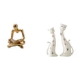 thumbnail image 1 of Estatua creativa abstracta de pareja de gatos pensadores, estatuilla artesanal, escultura de animal, regalo de boda para sala de estar, comedor, repis, 1 of 8