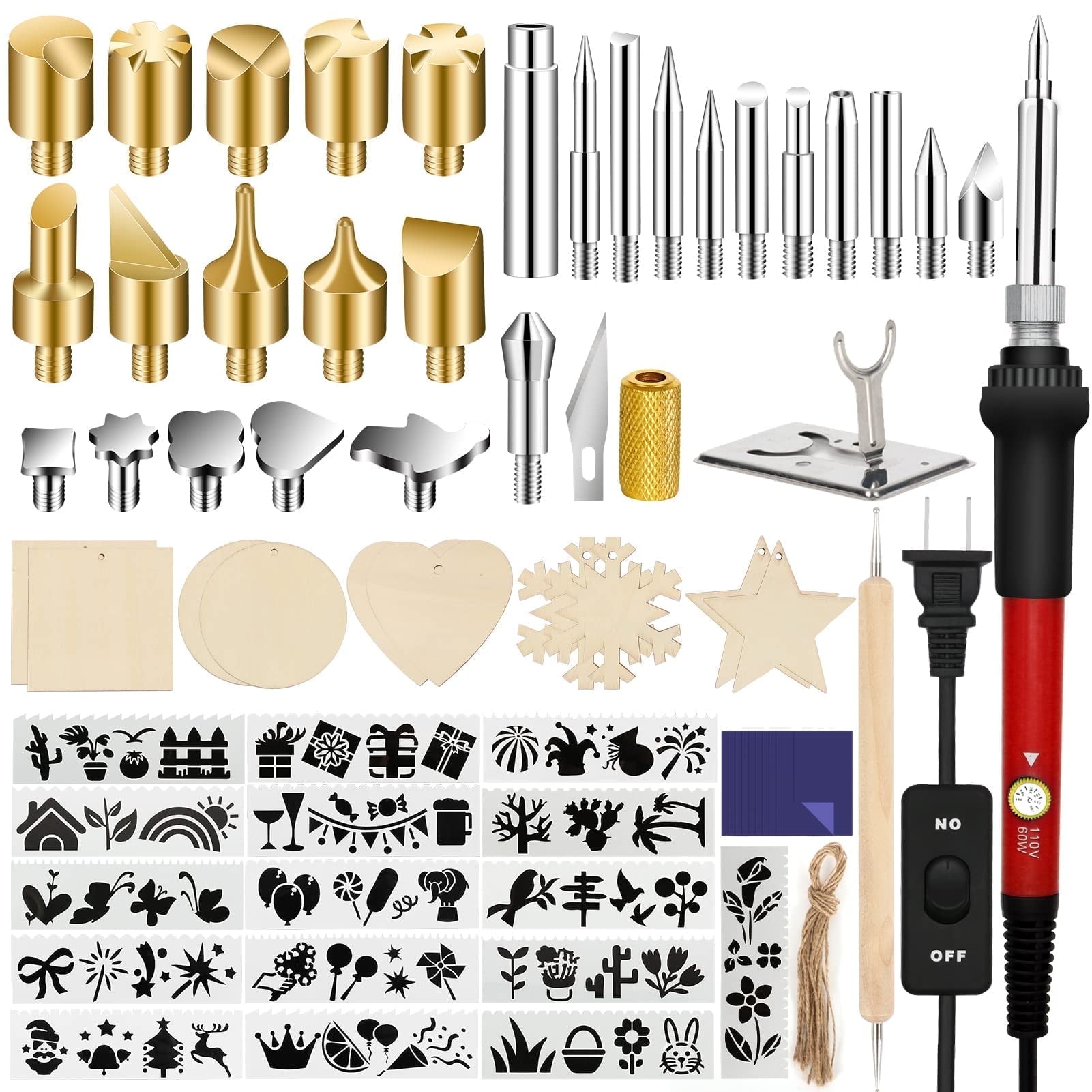 73Pcs Wood Burning Kit, Wood Burning Pen and Accessories, Embossing Carving and Wood Burning for Beginners