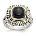 thumbnail image 5 of Sterling Silver Two Tone Silver And Gold Plated Sterling Silver w/Cabochon Onyx Ring Size 6, 5 of 6
