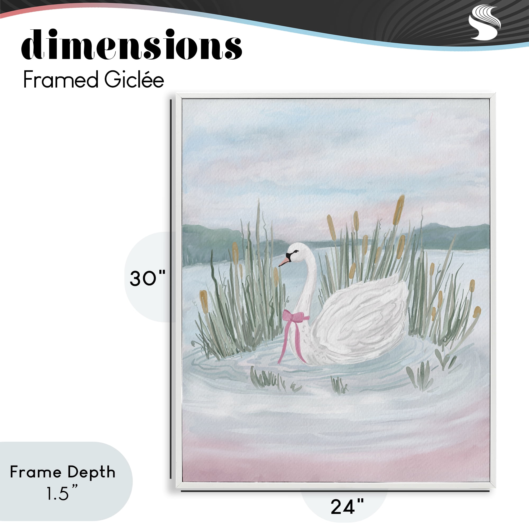 Stupell Industries Swan Serenade on Lake White Framed Giclee Art, design by Adreane Fippinger