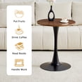 thumbnail image 5 of CQSXDA Compact Round Table, 23.6 Inch Metal Pedestal Dining Table for Small Areas and Cafes With Modern Style, Walnut, 5 of 11