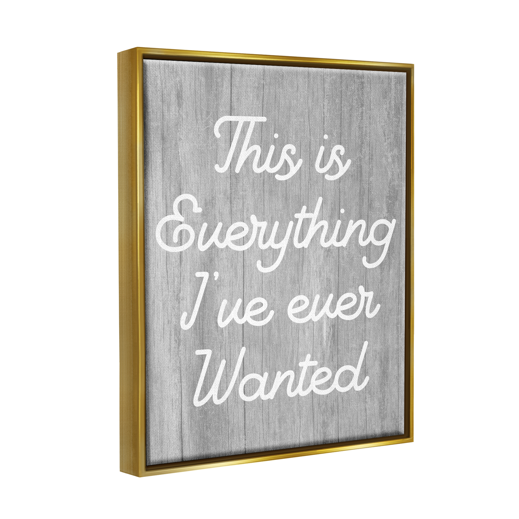 Stupell Everything I've Ever Wanted Rustic Phrase Inspirational Painting Gold Floater Framed Art Print Wall Art