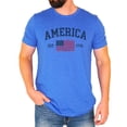 thumbnail image 2 of America Est 1776 Patriotic Shirt for Men Women Kids Family Matching 4th of July American Flag Tee Heather Blue Shirt Large, 2 of 7