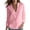 Pink, variant on Jaunzuar Linen Tops for Women V Neck Button Solid Color Long Sleeve Shirts Loose Work Casual Tops L