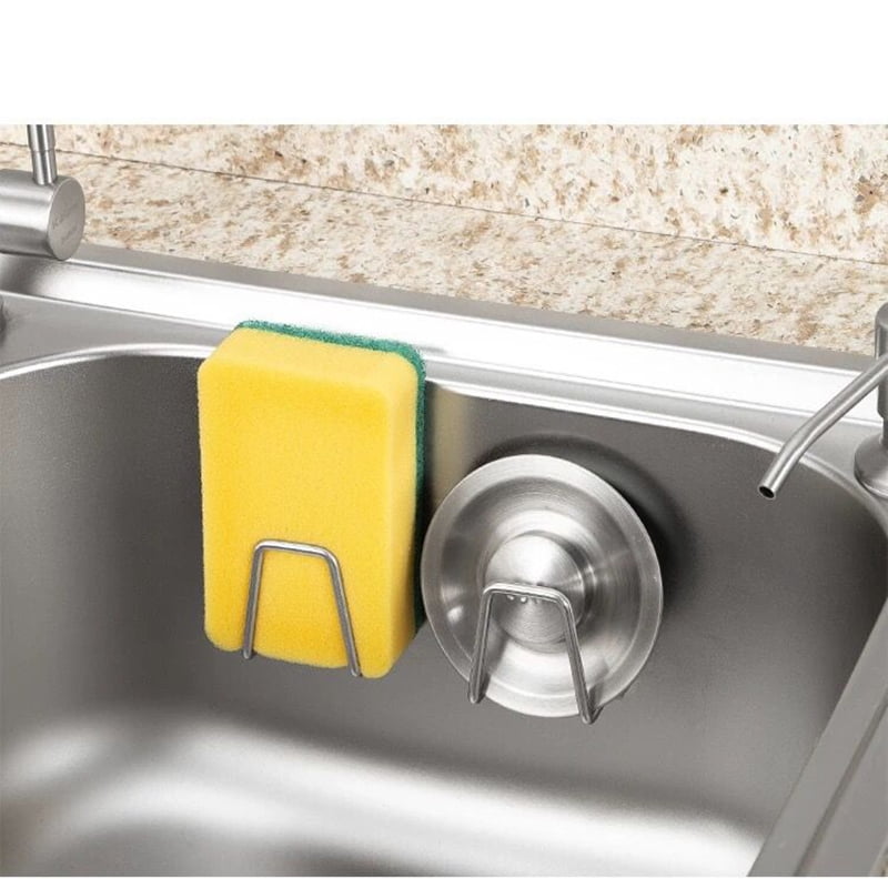 Kitchen Stainless Steel Sink Sponges Holder Self Adhesive Drain Drying Rack 