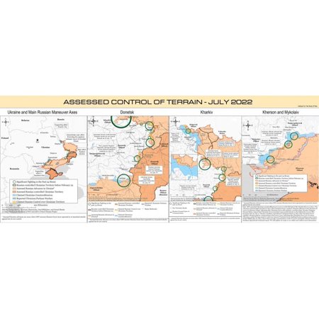 Wall Art Impressions 50x24in Map of Ukraine July 2022. Ukraine Territories [Coated Paper]