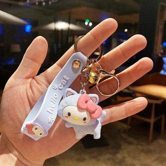 Sanrio Kawaii Hello Kitty Keychain Pink Kuromi Melody Cinnamoroll Car Key Ring Backpack Pendant Ornaments Girls Holiday Gifts