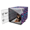 thumbnail image 2 of Whales Dog Crate Cover, Nautical Pattern with Floral Ornamental Pink and Blue Toned Creatures, Easy to Use Pet Kennel Cover for Medium Large Dogs, 35" x 23" x 27", Indigo and Multicolor, by Ambesonne, 2 of 6