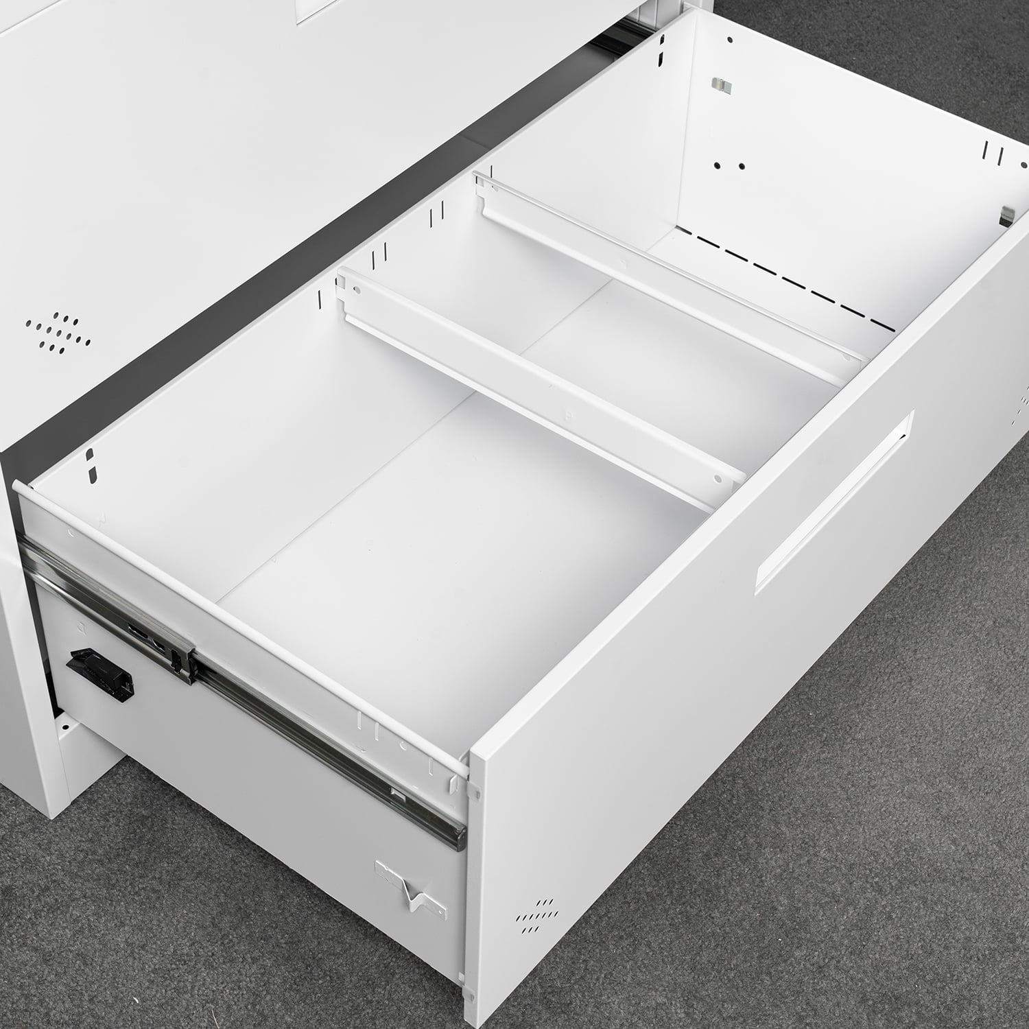 Kadyn Lateral File Storage Cabinet, 3 Drawer Filing Cabinet with Lock, Steel Office Wide File Cabinet for Home Office, White Kadyn Lateral File Storage Cabinet, 3 Drawer Filing Cabinet with Lock, Steel Office Wide File Cabinet for Home Office, White