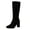 Black, variant on Womens Round Toe High Block Heel Knee High Boots Side Zipper Casual Fleece Cozy Dress Boots