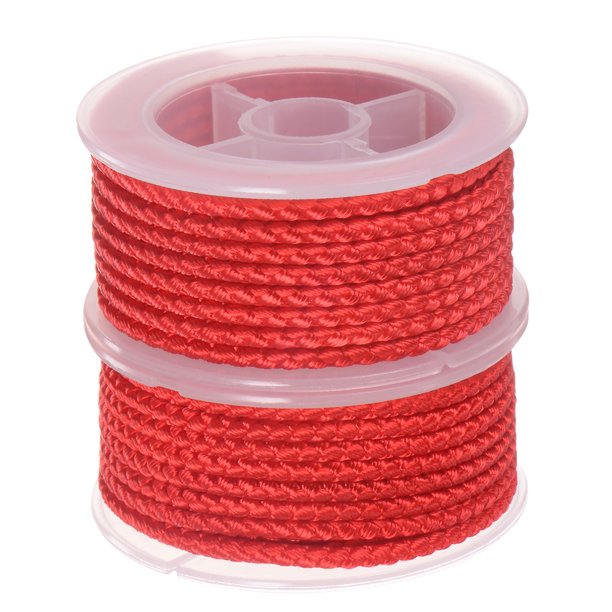 2uds Nylon Hilo Cordel Rebordear Cordón 3mm Extrafuerte Trenzado Nylon Artesanía Cuerda para Pulseras Joyería Fabricación Bricolaje Artesanías 4M/13 Pies, Rojo