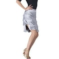 thumbnail image 4 of Short Christmas Rave Salsa Latin Rhythm Dance Workout Practice Clothes Dance Wear Silver, 4 of 4