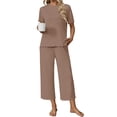 thumbnail image 3 of UVN Pajamas for Women Short Sleeve Tops and Capri Pants Casual Womens Pajamas Sets with Pocket, 3 of 9