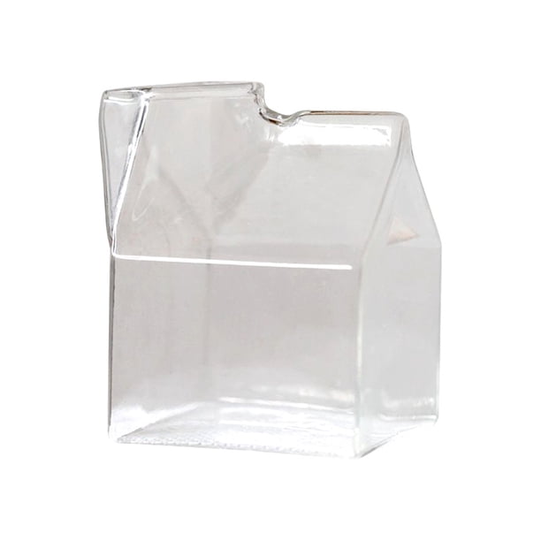 Injueey Botella de agua con forma de caja de leche de cristal, bonita botella transparente de 350ml de boca ancha para oficina, dormitorio, bebidas, taza Cocina y Comedor Injueey HA081464-01B