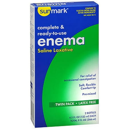 Sunmark Complete & Ready-to-use Enema Saline Laxative Twin Pack - 9 oz
