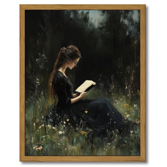 Drsoum Vintage Wall Art Classic Moody Elegant Woman Stands Reading a Book Victorian Wall Prints Kitchen Bathroom Office Decor 8x10in Brown Framed