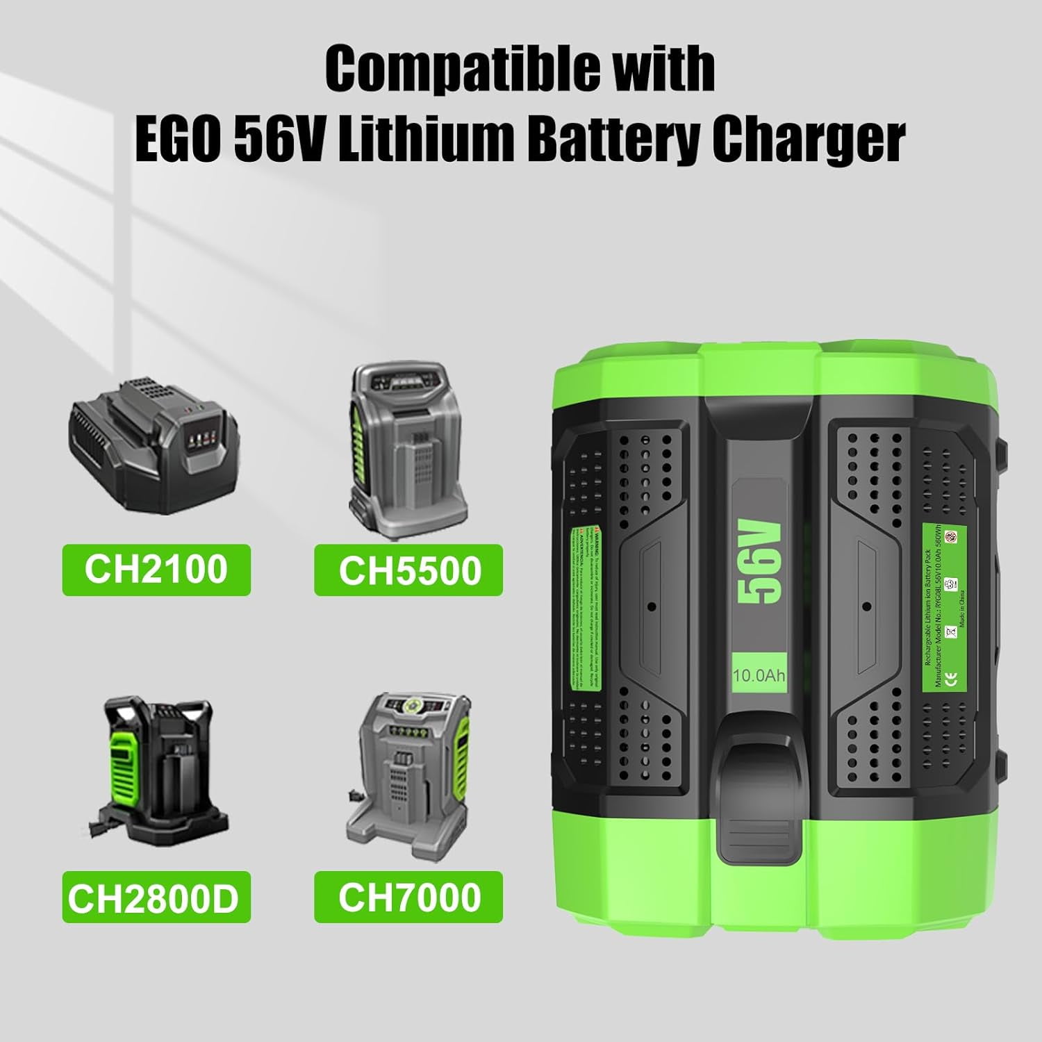 56V 10.0Ah Battery Replacement for EGO Battery Compatible with EGO 56V Battery BA4200 BA4200T BA2800T BA2800 BA1400T for EGO Power Tools